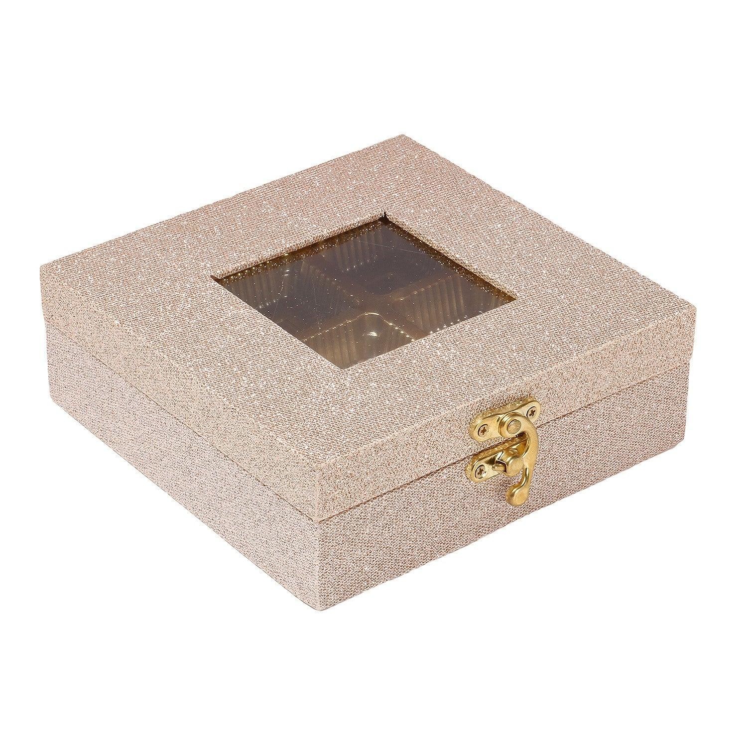Square Golden Fancy MDF Box (6x6x2 inches) Box1034