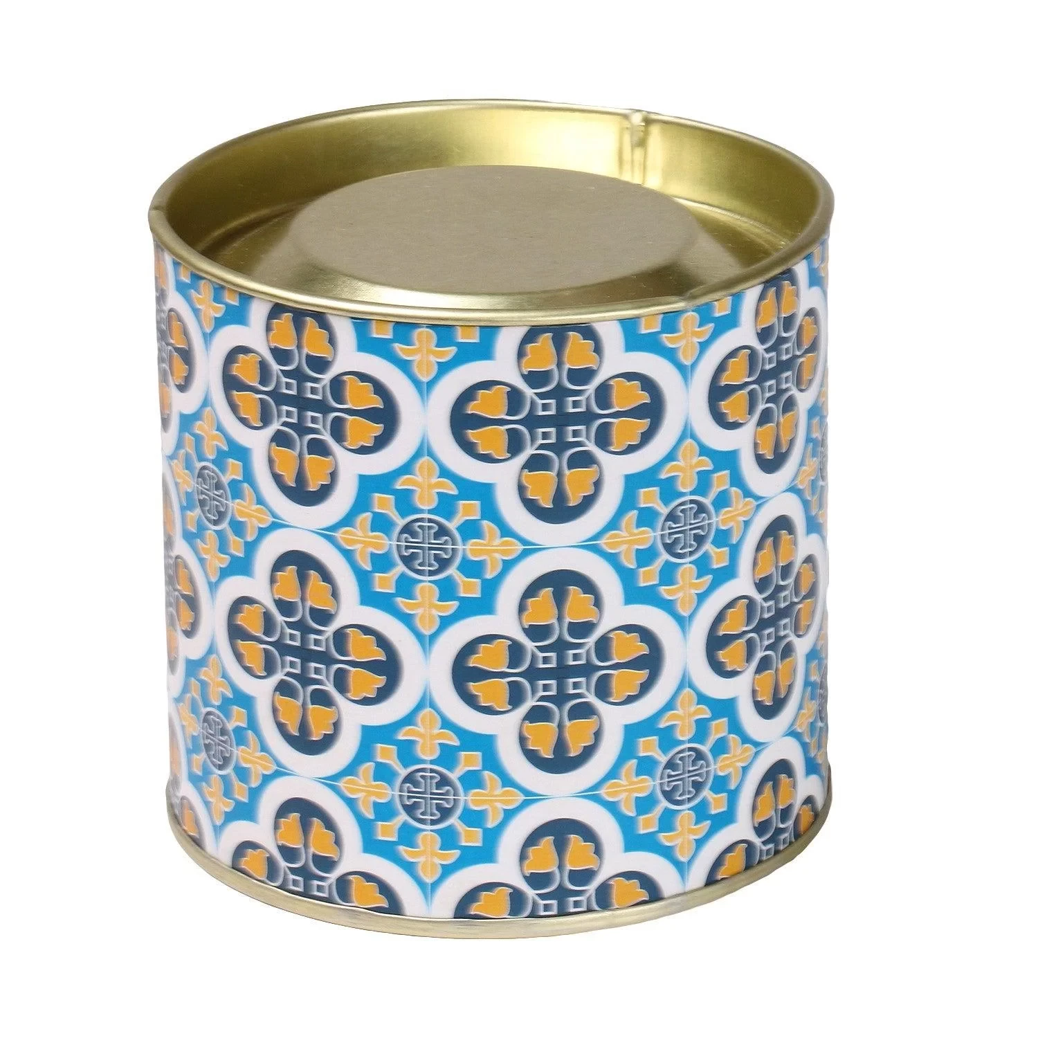 200gm Blue Floral Round Cardboard Steel Tin (3x3.5x3.5inch) TBC05